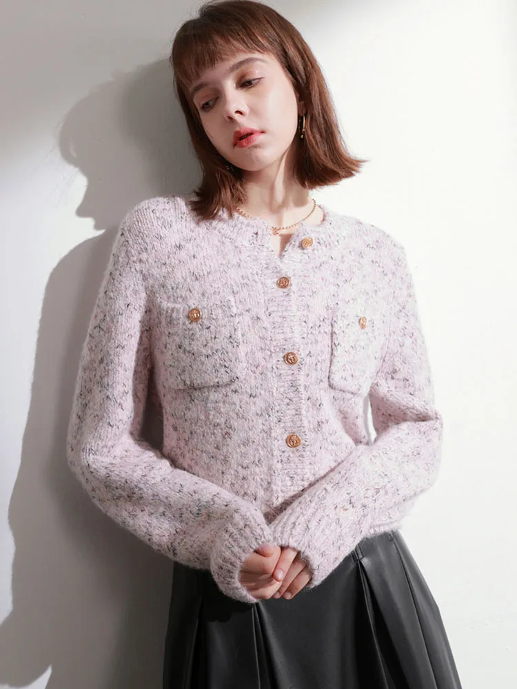 Zoki Women Sweet Cardigan Sweaters Vintage Long Sleeve Casual Korean Elegant Knitted Tops Coat Fall O Neck Design Lady Cardigan