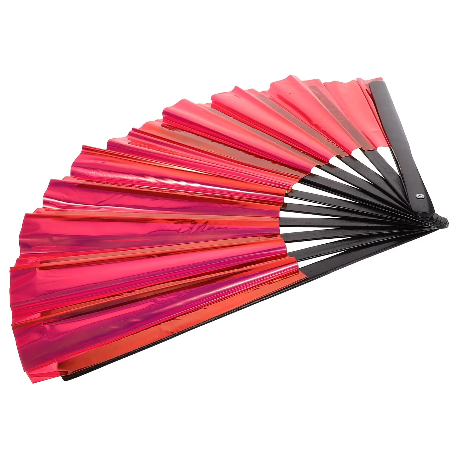 

Folding Fan Hand Held Round Decorative Pvc Fans Office Chinese Style Iridescent Foldable Hand Fans Wedding Party Props Large Red