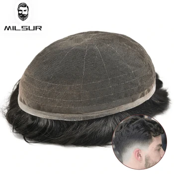 Mannen Toupetje Volledige Kant Basis Menselijk Haar Systemen Eenheid Heren Pruik Ademend Mannelijke Capillaire Prothese Natuurlijke Pruik Voor Mannen