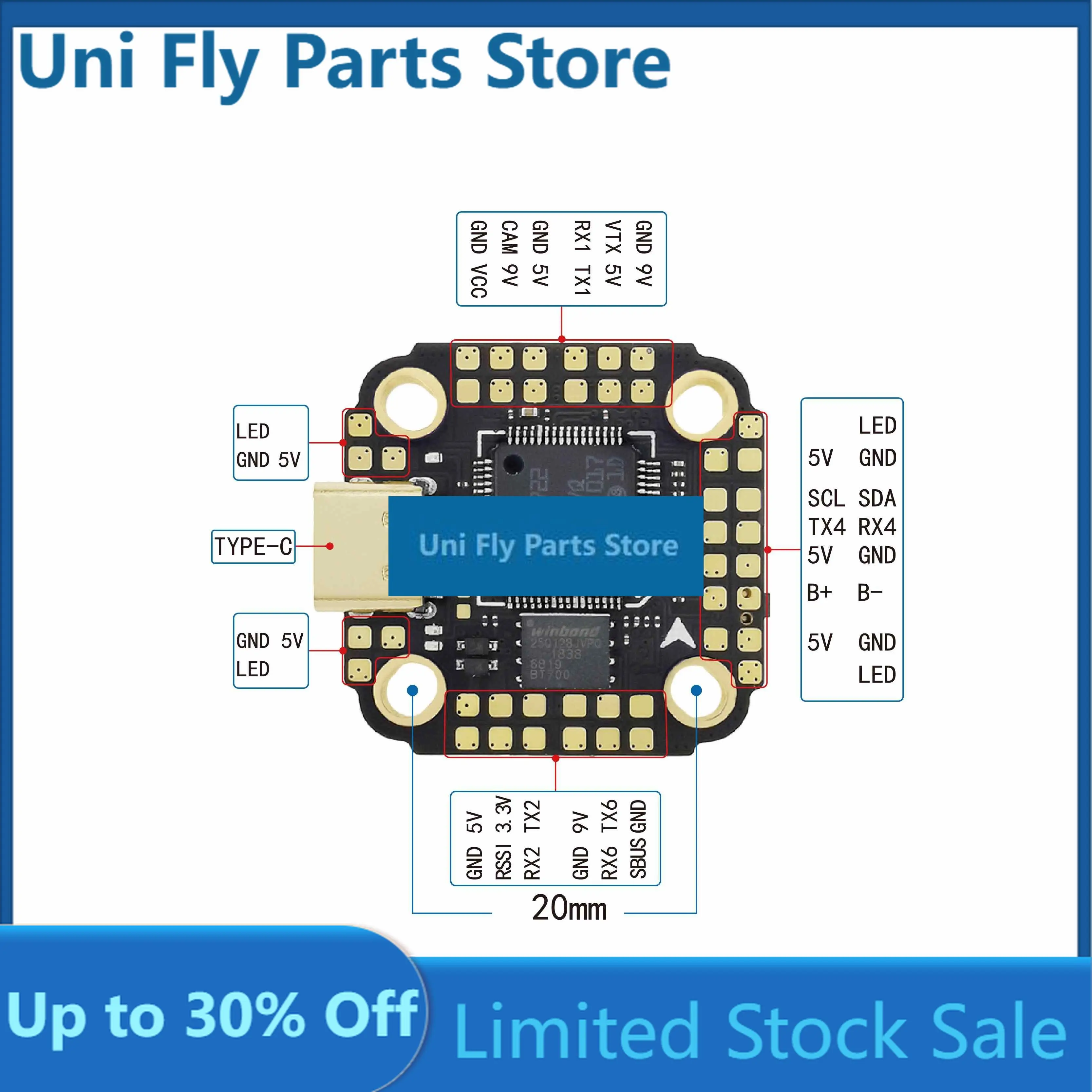 UniFlyHAKRC F722 DM Mini 3~6S 20*20mm Flight Controller For RC FPV Racing Drone RC Quadcopter Spare Parts RC Parts DIY Accessori