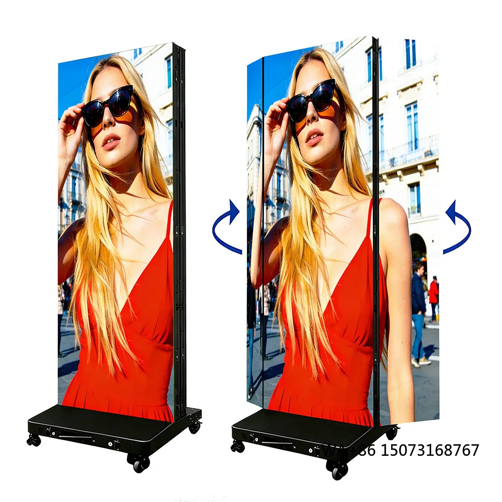 

Full Size Large/mini 4k P1.86 Advertising Totem Screen Creative 3 Fold Led Poster Indoor Display