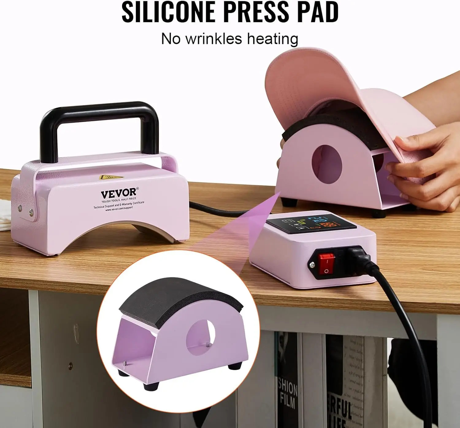 Hat Press Machine, Mini Hat Heat Press for Caps with Integrated Control Panel, Cap Heat Press Machine with 5.9x3.15 inch