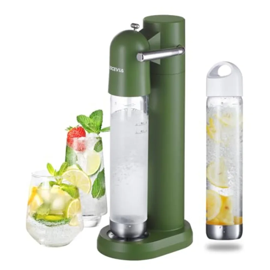 

Аппарат для газирования воды и приготовления напитков, карбонизатор для содовой воды, 2 бутылки по 1 л без БФА, совместим с баллонами CO2 60 л с резьбовым соединением