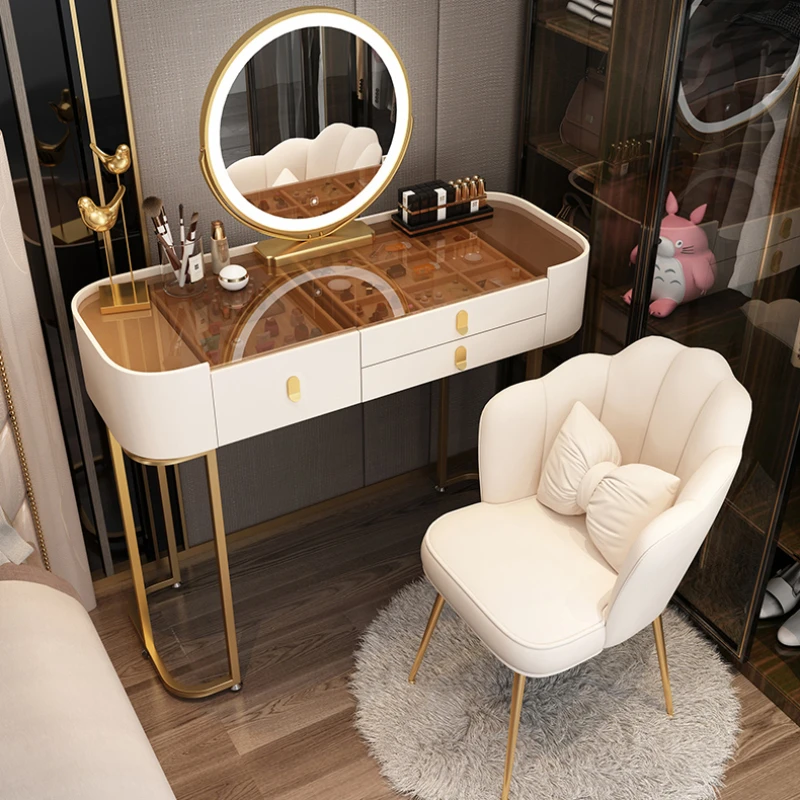 Storage Aesthetic Dressing Table Nordic Wood Narrow Metal Small Dressing Table Glass White Coiffeuse De Chambre Furniture