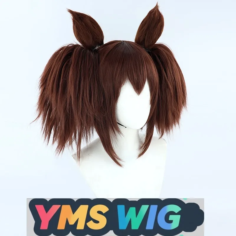 【YMS WIG】Jockey Girl Inari Ichigo Cosplay Wig With Same Color Tail And Ears Brown Silicone Scalp
