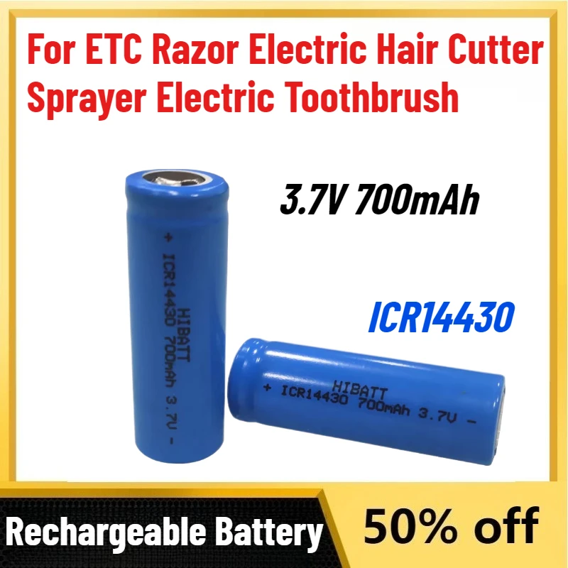 High-Quality ICR14430 3.7V 700mAh Rechargeable Lithium Battery for ETC Razor Electric Hair Cutter Sprayer Electric Toothbrush