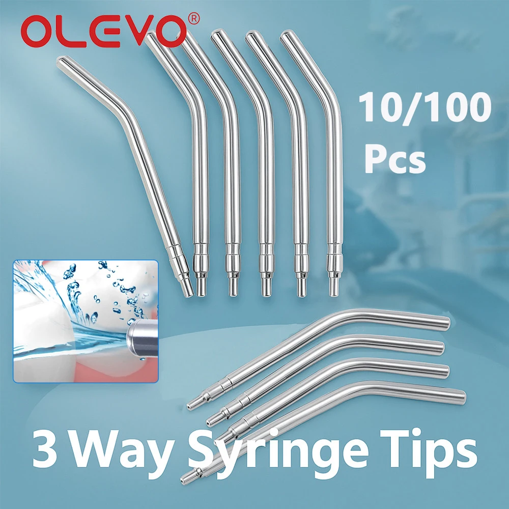 

10/100 Pcs Dental Triple Syringe Nozzles Stainless Steel 3-Way Air Water Spray Tips for Teeth Whitening Dentist Oral Cleaning