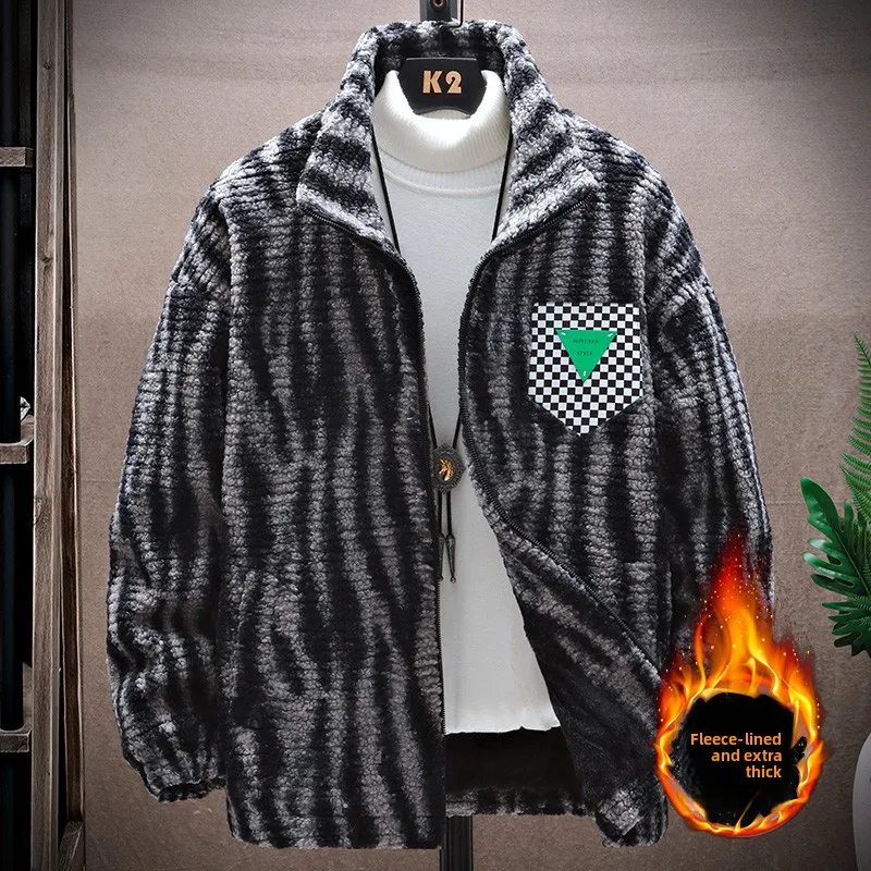 

Мужская куртка из овечьей шерсти Haome: новая осенне-зимняя модель с градиентным цветом, теплая, модная, брендовая.