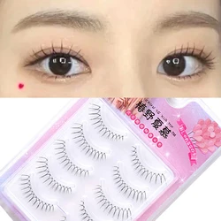 3/5 Paar koreanische falsche Wimpern Mädchengruppe wiederverwendbare 3D ultrafeine transparente Stiel gefälschte Wimpern U-förmige natürliche Wimpernverlängerung