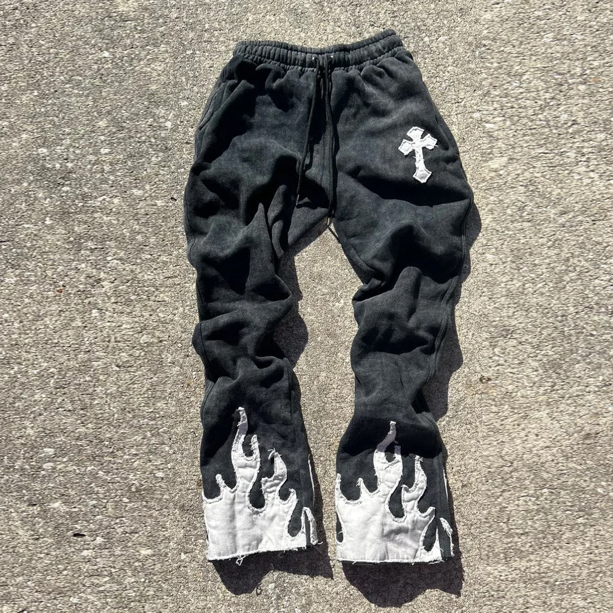 

Goth Embroidery Streetwear Men Clothing Harajuku Fashion Hip Hop Retro Mens Pants Y2k Casual Wide-leg Joggers Men Trousers