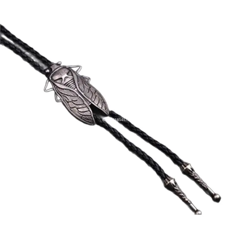 Bolo Tie for Men Western Cowboy Necktie with Carved Cicada Buckle Decors Dropship