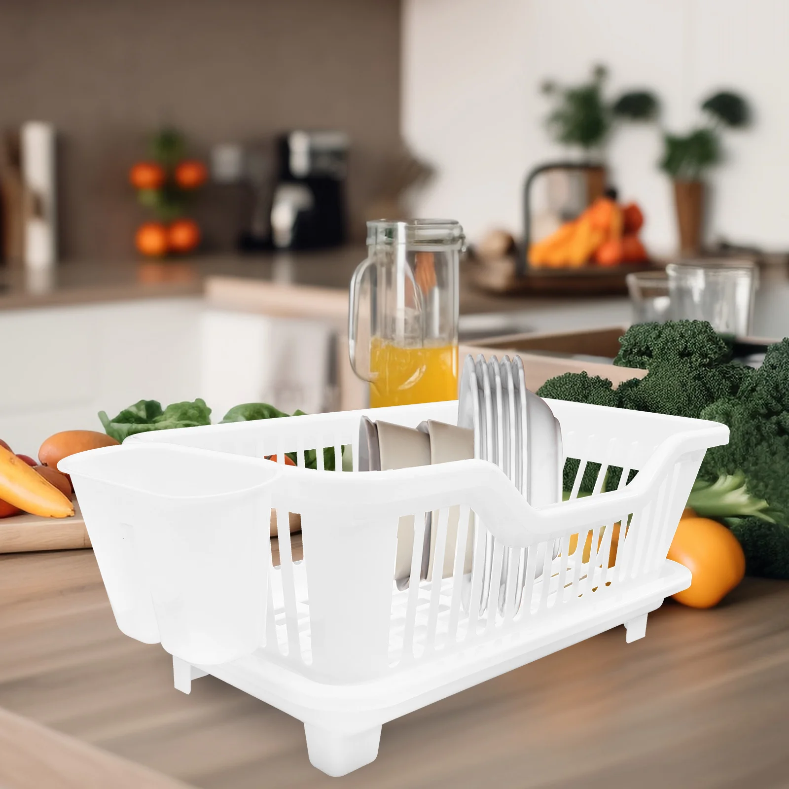 

1pc Draining Rack For Kitchen Large Capacity Countertop Dish Drying Rack Bowl Holder Utensil Organizer Sink Drain Tray
