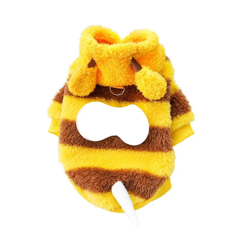 

Cartoon Pet Halloween Bee Hoodies Soft Warm Cat Cosplay Clothes Comfortable Dog Bee Costume Dog Bee Transformation Dress