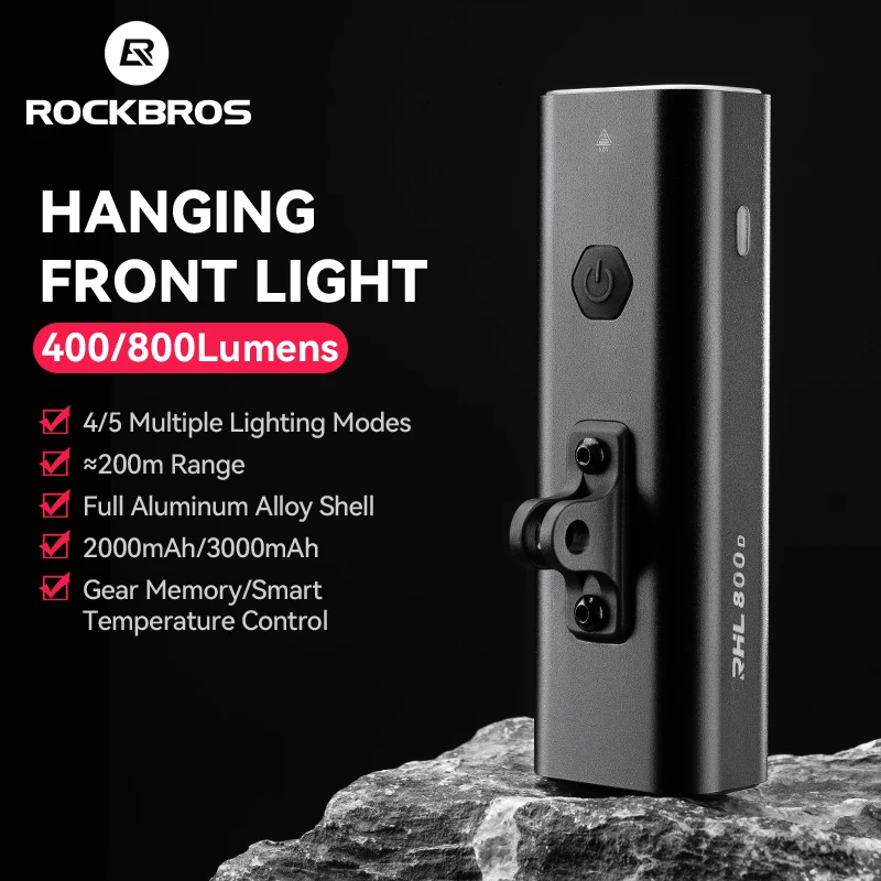 ROCKBROS Bike Front Light 400LM 800LM IPX6 Type-C Rechargeable Bicycle Hanging Light MTB Road Ride Cycling Flashlight Headlight