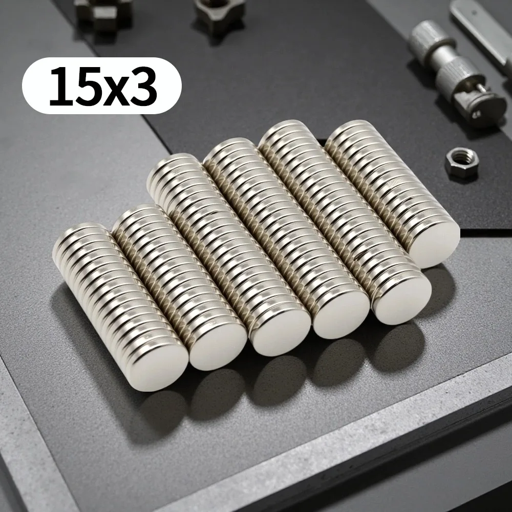 15x3mm Round Neodymium Magnets Small Strong N35 NdFeB Disc Magnets for Fridge DIY Craft Office & Tool Storage