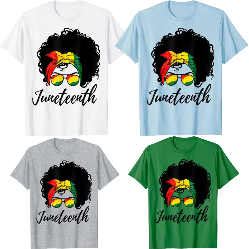 Loc'd Hair Afro Black Woman Queen Remebering My Ancestors Shirt African American Melanin Messy Bun Juneteenth 1865 Tees T-Shirt