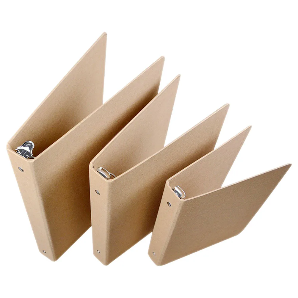 

3Pcs Binder Shell Kraft Paper Loose-Leaf Notebook Cover Refillable Hard Cover for School Office Document Folder Organizer