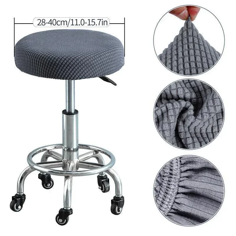 Bar Stool Cover Polar Fleece Round Chair Cover Removable Stool Slipcover Solid Seat Cushion Protector Washable Bar Stool