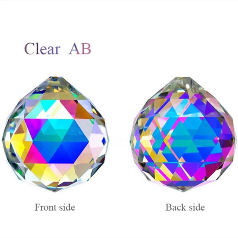 Top Quality 4Sizes Rainbow Crystal Faceted Chandelier Balls Glass Sparkle Spheres Pendants For Christmas Tree Hanging Decoration