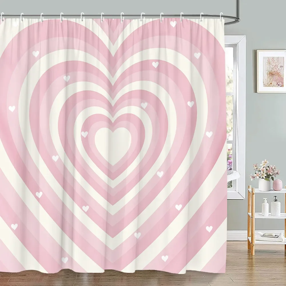 Pink Geometric Shower Curtain Minimalist Stripe Leopard Texture Creative Square Plaid Polyester Fabric Bathroom Decor Curtain