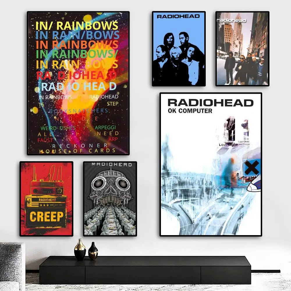 Affiche sur toile HD avec peinture arc-en-ciel de la groupe R-Radiohead, décoration esthétique pour salon, chambre à coucher, bar