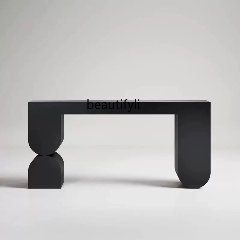 

Living Room High-End Black Matte Paint Console Fashion Living Room Partition Desk Nordic Creative Corridor Console Tables