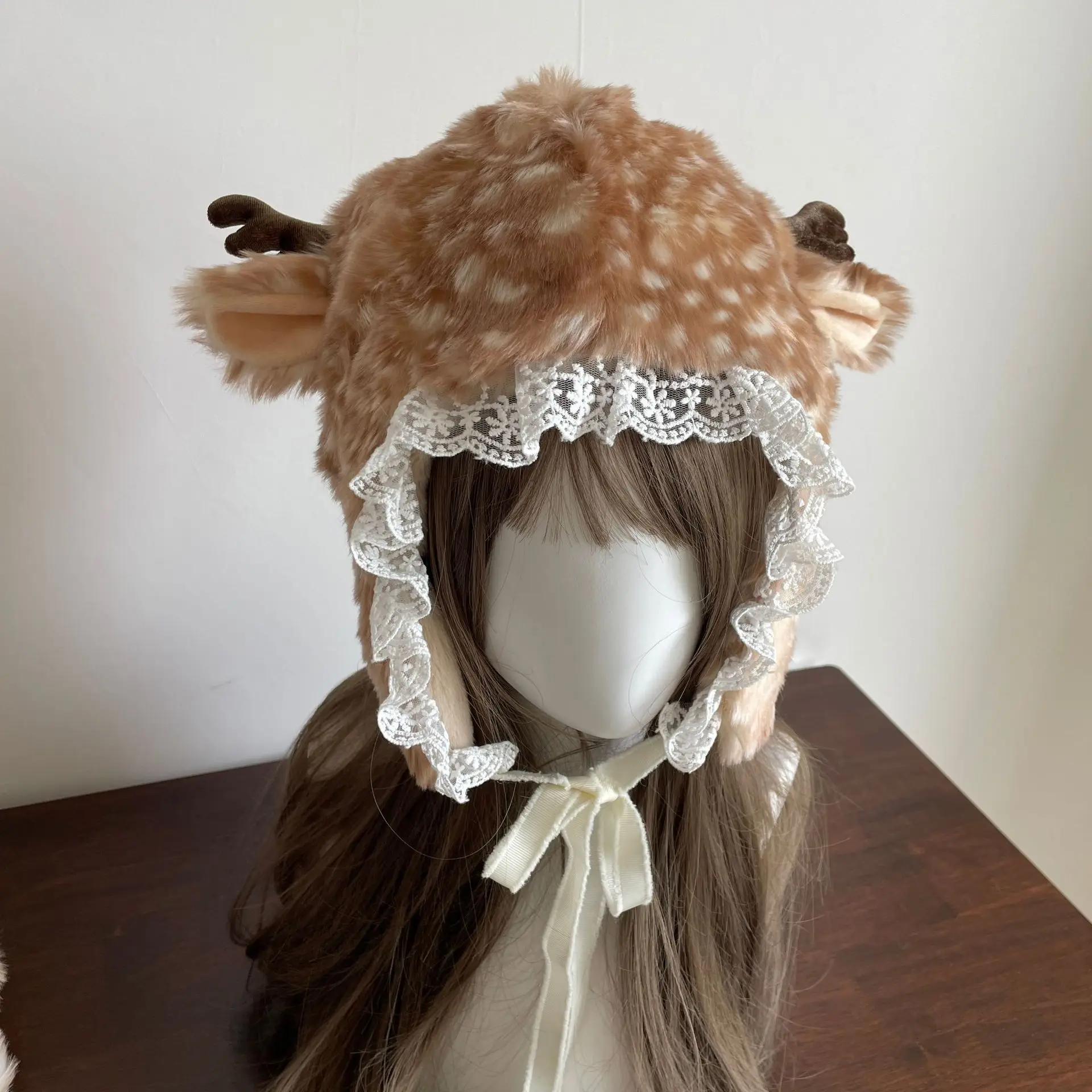 Christmas Carnival Cosplay Japanese Furry Hats Socks Warm Protection Xmas Deer Hat Plush Reindeer Furrys Thicken Leg Warmers