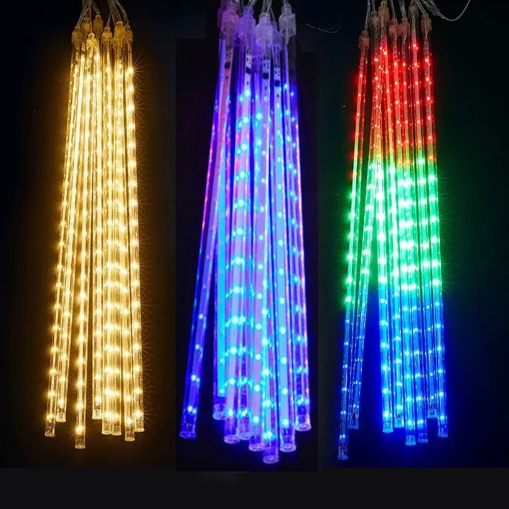 45cm Meteorregen 8 LED-Röhren Wasserdichte 5V USB Warmblau RGB LED-Lichterkette für Outdoor-Feiertags- und Weihnachtsbaumdekoration