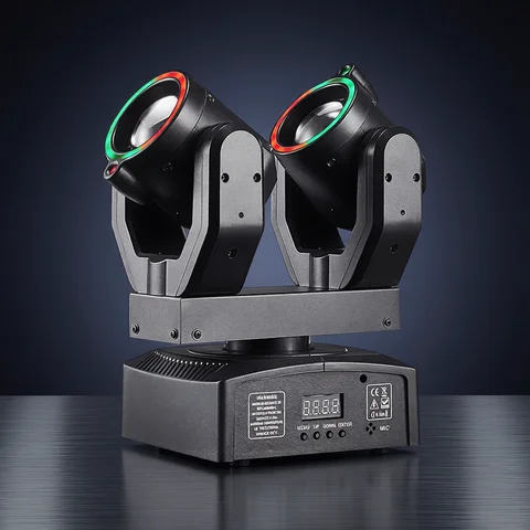 Moving Head DJ Light New Double Head Moving Head Beam Light With Aperture Remote Control DMX512 DJ Disco Bar Christmas Birthday Party Effect Light