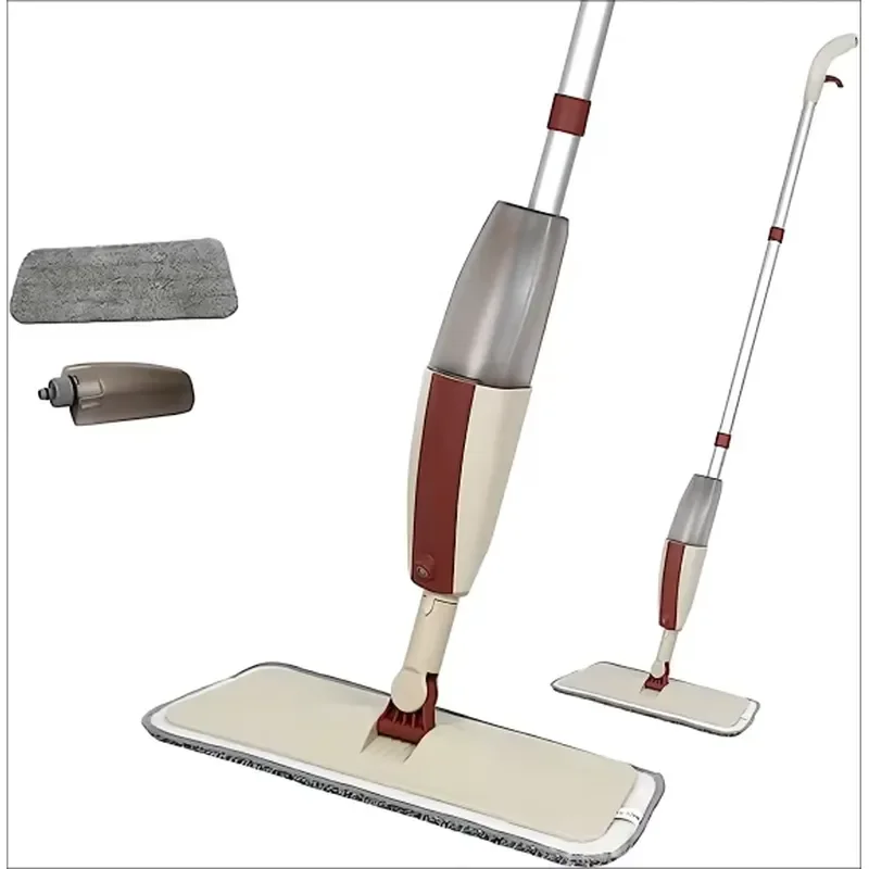 2 in 1 Magic Spray Flat Mop with Telescopic Aluminum Rod Easy Cleaning Microfiber Household Floor Cleaner New Design