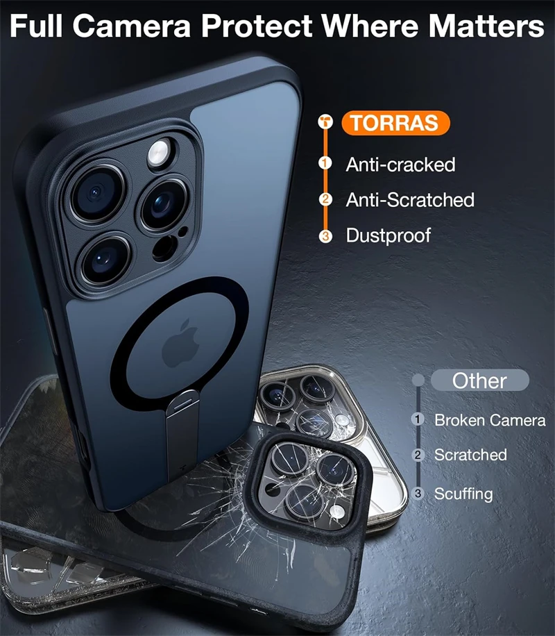 360° Versteckter Metallständer Magnetische Hülle für Magsafe iPhone 17 Air 16 15 14 13 12 18 Pro Max Plus 18Pro 16Plus Mag Safe Handyhülle – Detail 5