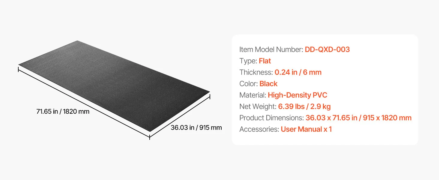 SucceBuy Treadmill Mat for Carpet Floor Exercise Equipment Mat for Elliptical Walking Pad High Density PVC Protector for Home