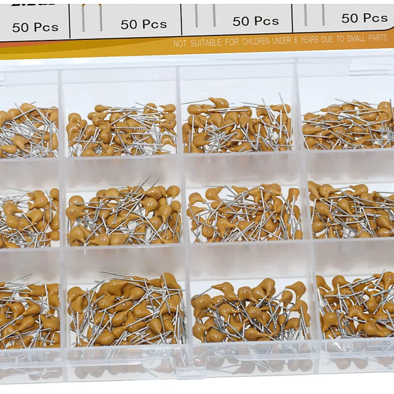 AUKENIEN 12 Value 600 Pieces Ceramic Capacitor Set Capacitors Assortment 0.1uF TO 0.68uF,1uF TO 10uF Ceramic Capacitor Kit