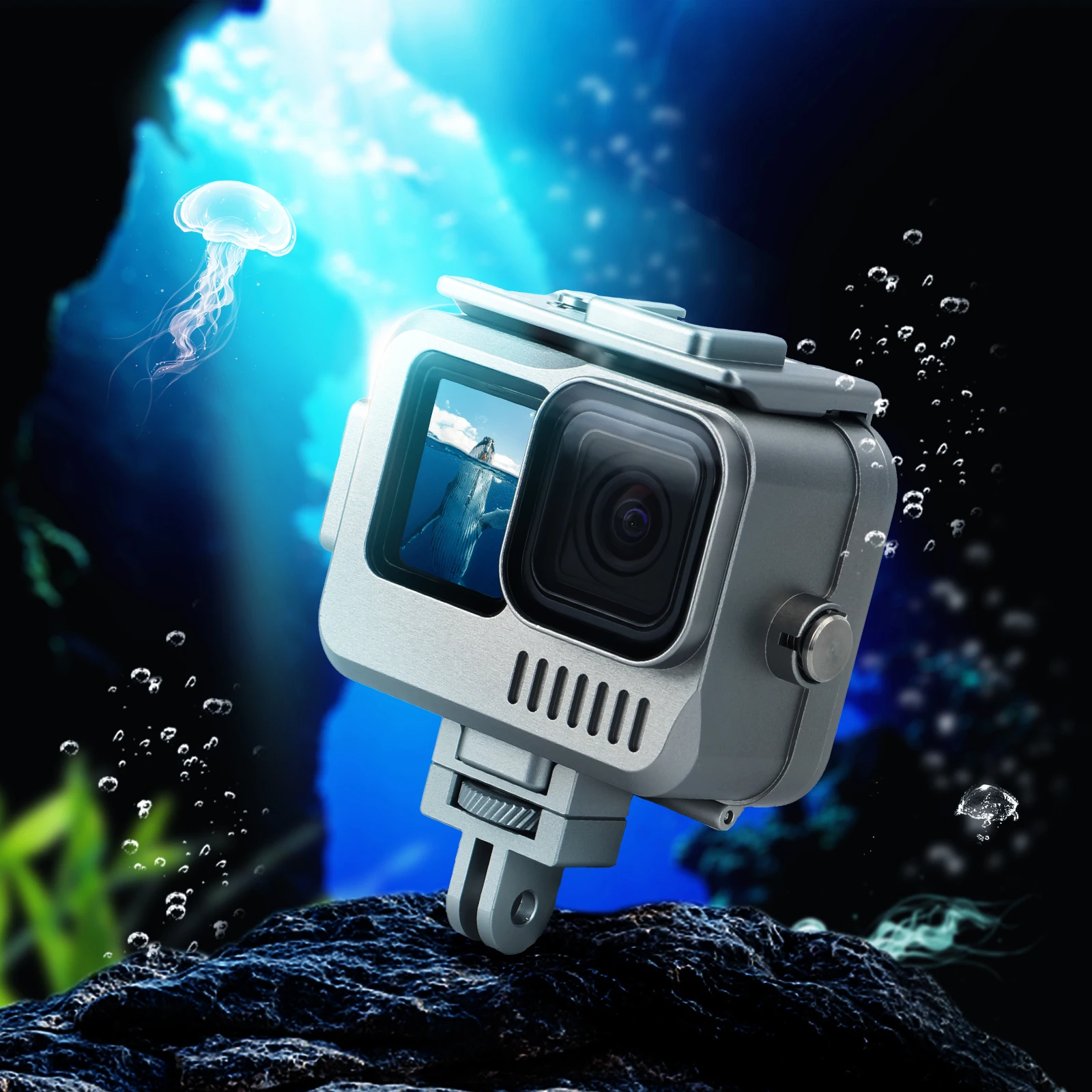 

Sunnylife for GoPro9/GoPro10/GoPro11 aluminum alloy waterproof housing sports camera diving cover extension accessories-G