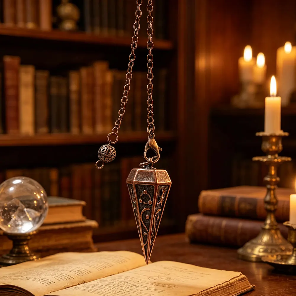  Retro Rune Metal Pendulum for Divination Dowsing Gold Color Copper Healing Point Pendulum Home Decor Spiritual Pendulo x335
