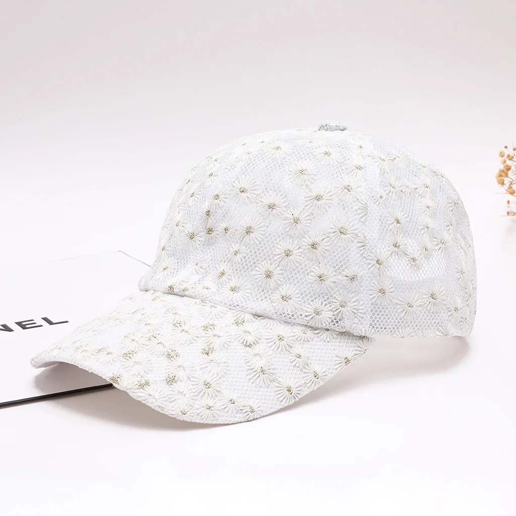 Unique, Versatile Water-washed Lace with Sequins, Openwork Design, Duckbill Hat. Stylish, Urban, Versatile, Embroidered Letterin