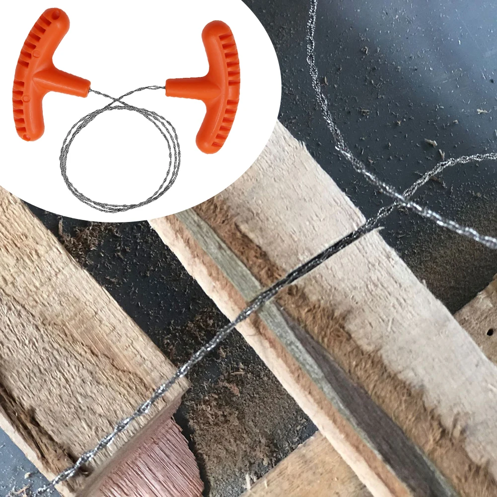 70CM Manual Steel Rope Chain Saw with Finger Handle Hand Cable String Saw Manual Cutting Chain Saw for Portable Emergency