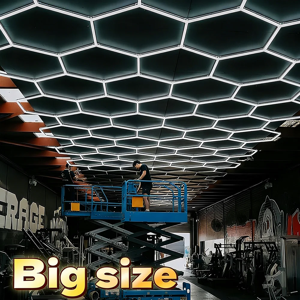 

Ультра яркий сотовый шестиугольный светодиодный светильник большого размера, цветовая температура 6500K, дизайн «сделай сам», подходит для гаражей, мастерских 4S