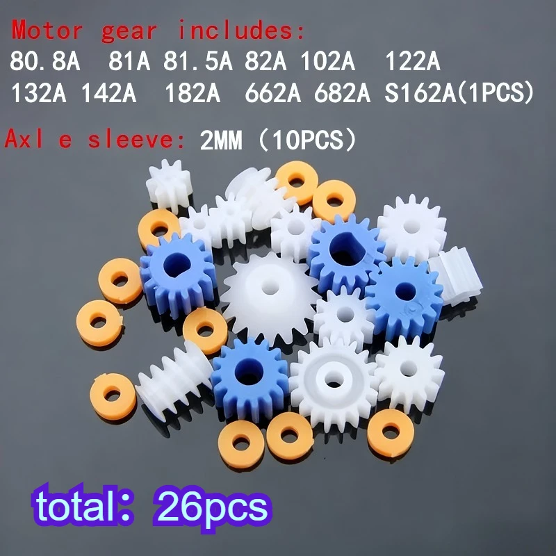 26Pcs Plastic Spindle Gears Set Haft Motor Gearbox DIY Parts Reduction Gear Toothed Wheels Gears Motor Gear Toy Accessories