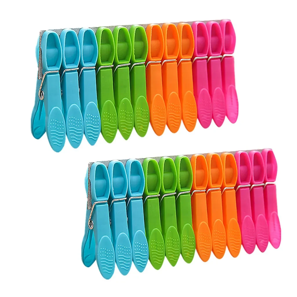 24Pcs Plastic Laundry Clothes Pins Hanging Pegs Clips Household Food Clip Clothespins Socks Underwear Drying Rack Holder