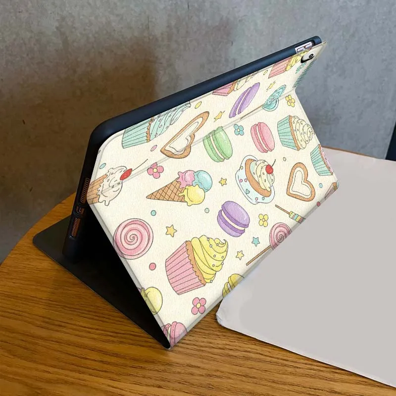 حافظة بنمط الحلوى اللذيذة لجهاز iPad Air Mini Pro 7 6 5 9.7 11 10.5 12.9 تابلت للنوم/الاستيقاظ التلقائي