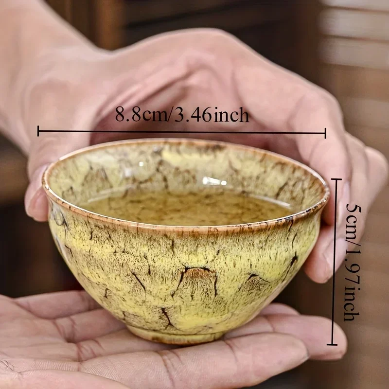 A Set of Handmade Ceramic Teacups, A Total of 5 Pieces, Traditional Kiln-changed Wuxing Kung Fu Teacup, Jianzhan Style