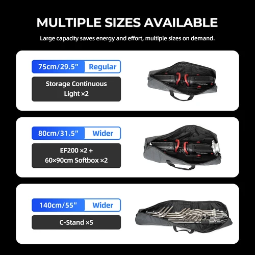 Imagen 2 del producto 50/60/70/80/90/100/110/120/130/140cm monopié trípode funda correas de hombro portátiles bolsa de transporte TB PRO para monopié de cámara acolchado