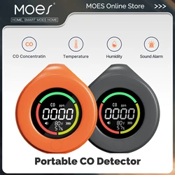 MOES Mini rilevatore di monossido di carbonio Travel 3-in-1 misuratore portatile Temp/Humi/CO con aspirazione magnetica Standby 120 ore a pagamento