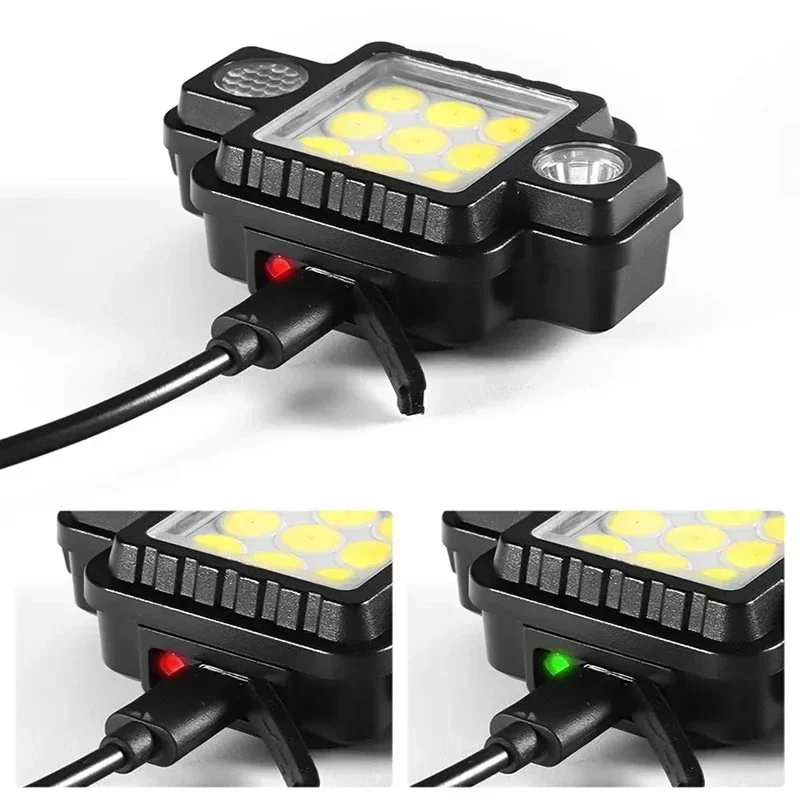 متعددة الوظائف البسيطة المحمولة COB + XPG كشافات خمسة وضع تعديل نوع-C شحن سريع المصابيح الأمامية الخلفية مصباح مغناطيسي قوي