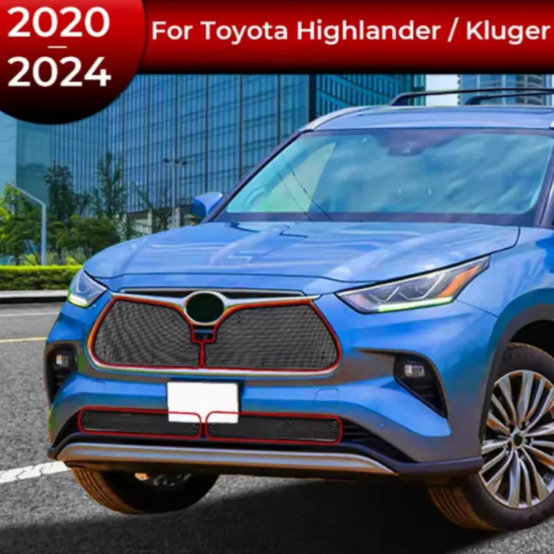 Передняя решетка автомобиля, сетка от насекомых, защитная вставка, сетка, комплект для Toyota Highlander/Kluger 2020-2024, защита от комаров и пыли