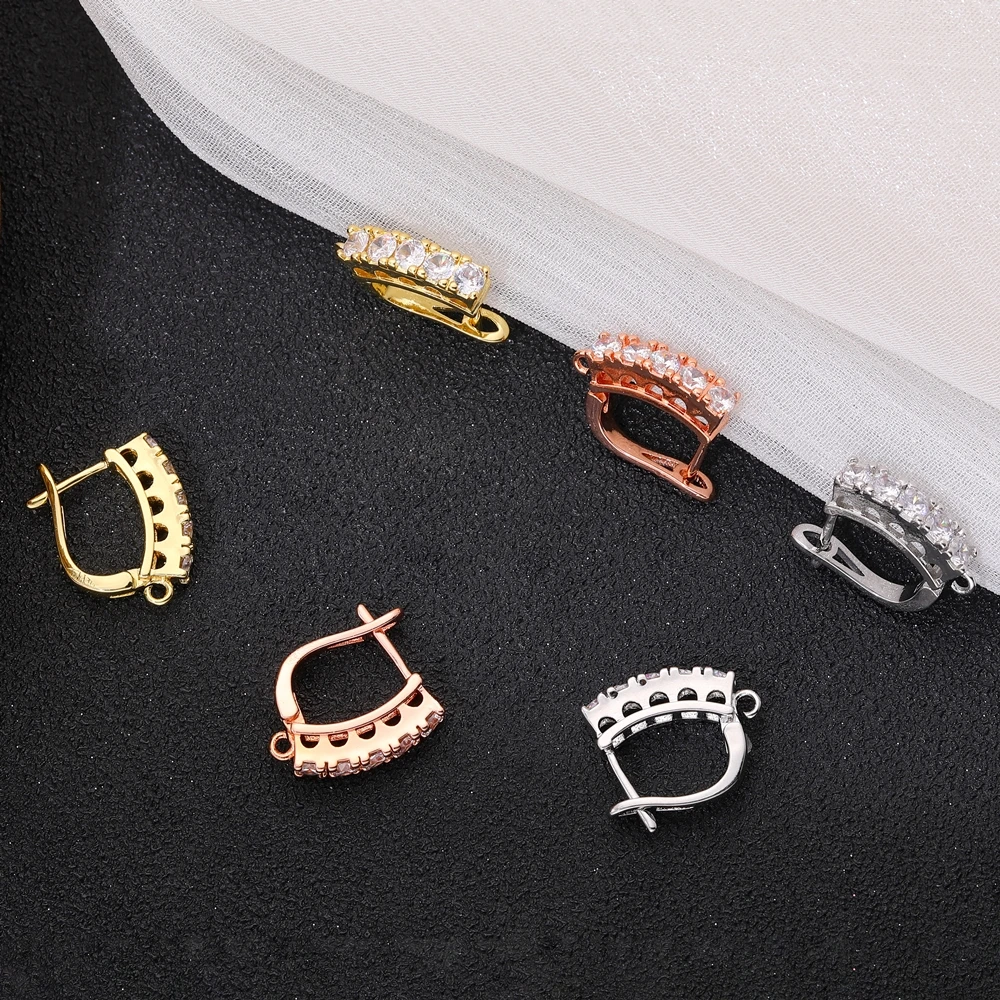Juya DIY 18K Gold Silver Plated Women's Earring Material Anti-Allergy Basic Fastener Earwire Fixtures Stitches Earring Hooks image 6