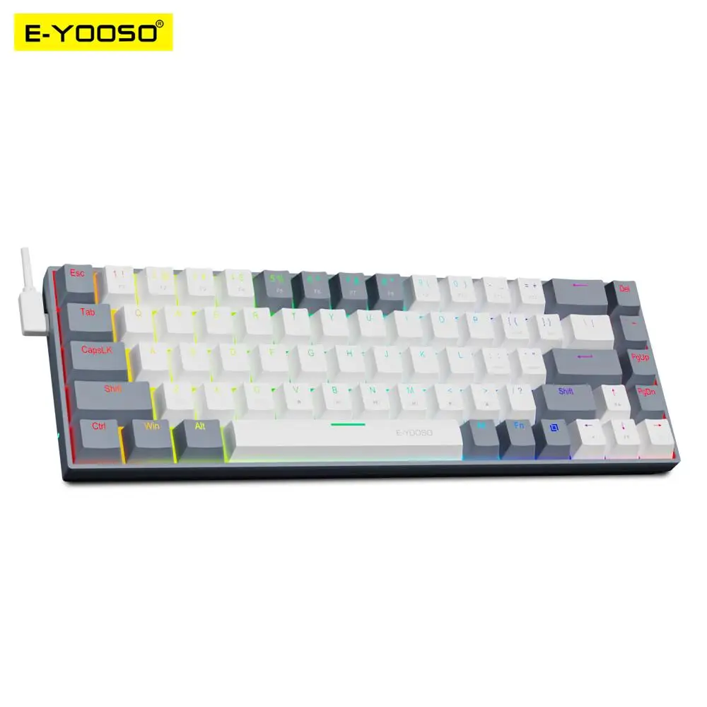 E-YOOSO Z686 RGB USB 60% Мини тонкая Механическая игровая Проводная клавиатура с красным переключателем 68 клавиш для геймеров для компьютеров и ноутбуков