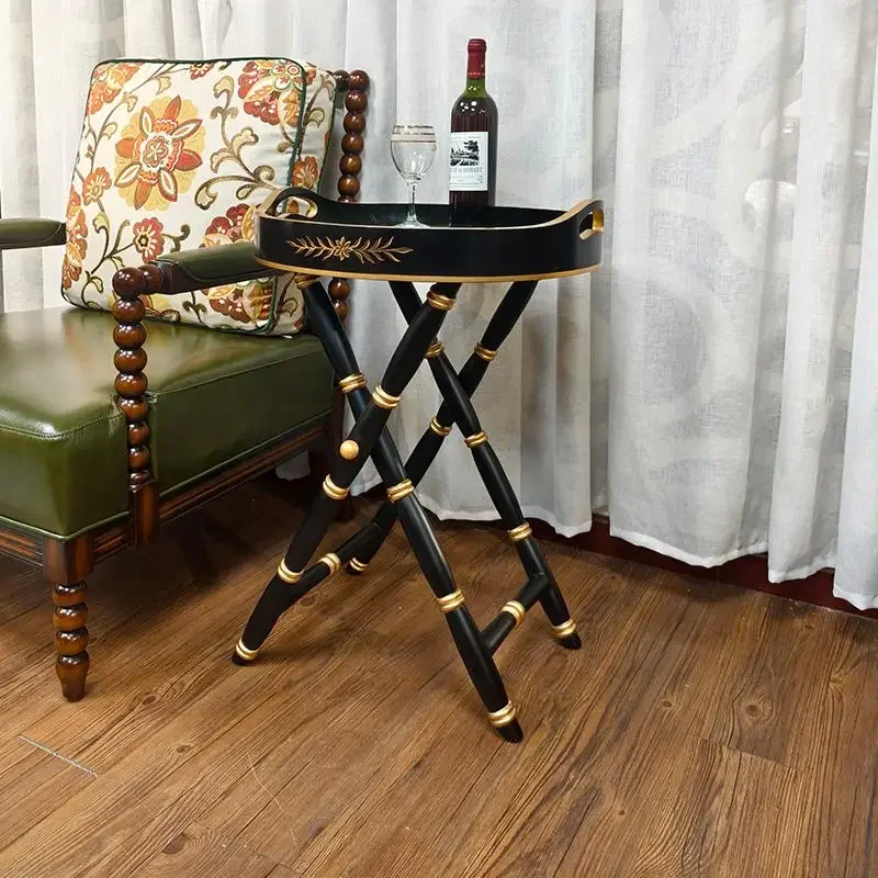 

yj9 Wheel rotating living room balcony small tea table display stand mini small coffee table retro