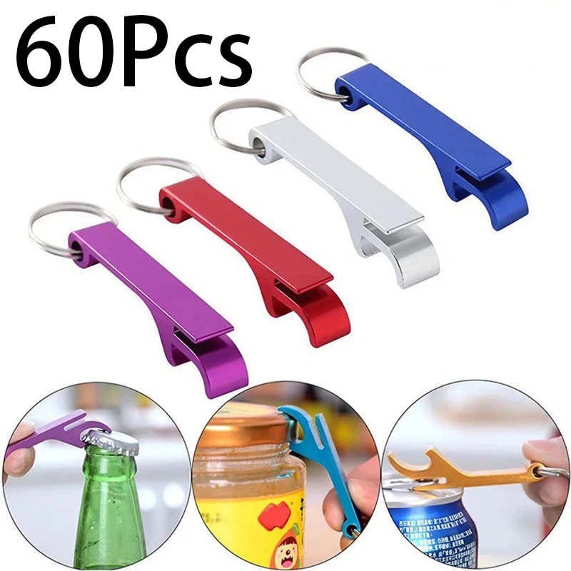 

60Pcs Portable Multi-Functional Aluminum Alloy Beer Can Opener Keychain For Wedding Party Metal Bottle Opener